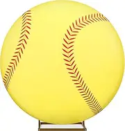 VitalCozy 6.5Ft Round Spandex Backdrop Cover - Sports Theme Arch Backdrop for Party & Photography - Birthday Decoration, No Stand or Balloons Included (Yellow and White)