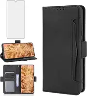 [Asuwish] Compatible with Google Pixel 8 5G Wallet Case and Tempered Glass Screen Protector Card Holder Stand Leather Flip Cell Accessories Phone Cover for Pixel8 Pixle Eight Women Men Black