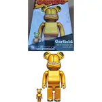 BE@RBRICK GARFIELD GOLD CHROME 400%+100% 電鍍加菲貓 400%+100%