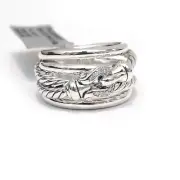New DAVID YURMAN Ladies Sterling Silver Buckle Diamond Ring Size 7