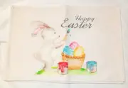 4 Washable Easter Placemats Bunny Painting Eggs New