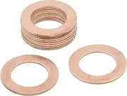 X AUTOHAUX M15 x 24mm x 1mm Copper Crush Washers Car Flat Sealing Plate Gaskets Rings 10pcs