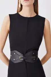 Leather And Elastic Wide Waist Belt