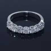 1.40 CT 7-Stone Diamond Wedding Band in 18k White Gold NEW!