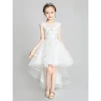 在飛比找ETMall東森購物網優惠-小孩拖尾婚紗蓬蓬裙公主兒童禮服