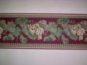 SCREEN PRINTED STYLE GRAPES & LEAVES KITCHEN PREPASTED WALLPAPER BORDER # 48101