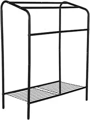 3-Tier Black Standing Towel Rack, Floor Towel Rack Stand Holder, Bathroom Accessories Organizer with Storage Platform, Suitable for Bathroom, Bedroom, Laundry Room ﻿