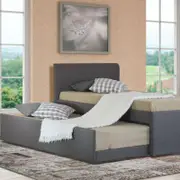 Istyle Selina King Single Trundle Storage Bed Frame Fabric Grey