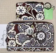 Vera Bradley *FREE POPSOCKET* Slate Blooms Turnlock Wallet & Zip ID