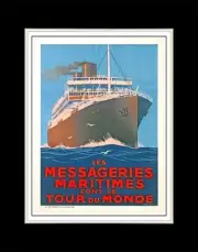 1925 Messageries Maritimes go around the world - Matted for 11x14 Frame