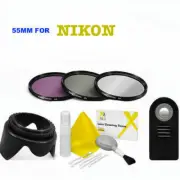 HD FILTER KIT UV-CPL-FLD + LENS HOOD +IR REMOTE FOR NIKON D3400 DIGITAL DSLR