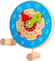 GRIRIW Clock Puzzle for Early Educational Telling Cognitive Tool for Promotes and Color Recognition Safe Design with Smooth Edges