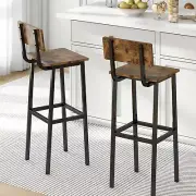 Set of 2 Bar Stools, Tall Bar Stool with Backrest and Footrest, Tall Bar Chairs,