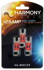 Harmony Audio HA-MIDI125 Car Stereo Fuseholder 3 Pack 125 Amp MIDI Fuses Nickel