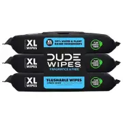 DUDE Wipes Flushable Wipes - 3 Pack 144 Wipes - Unscented Extra-Large