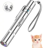 PAIDASHU Cat Toys, Interactive Toys for Cats, Cat Dog Red Pointer Light Toy, 7 in 1 LED Cat Light Pen,USB Rechargeable, Pet Scratching Practice Chase Training Tool (silvery)