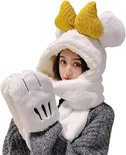[GLigeT] Scarf Hooded Hat Scarf Full Pockets Ear Flat Cap Hoodie Gloves Party Costume Chunky Oversized Winter/Fall