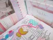 NICOLE MILLER Kids 5pc Eiffel Tower Bicycle Floral Quilt Pillow Sheets Set -Twin