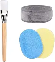 Nyamah Sales Women Face Pack Brush with Face Cleaning Sponge and Headband Combo Beauty Tools Set for Home and Salon Use (Pack of 4)