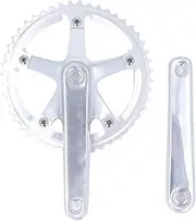 Bicycle Crankset, Aluminum Alloy 144BCD 48T Square Hole Chainring Crank Arm Set for Mountain Bike Road Bike Silver