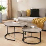 Nested Coffee Table Set Oak 800mm
