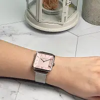 在飛比找Yahoo奇摩購物中心優惠-MANGO時尚方型超薄腕錶-粉紅色/32mm