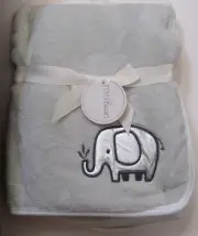 Mini Bean Very Soft Gray White Silver Elephant Sherpa Baby Blanket