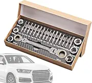 Socket Drive Set, Leather Wrench Set - Professional Ratchet Set | Portable Vehicle Replacement Tool, Home Improvement Tool for Home Appliances, Furniture