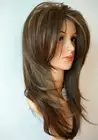 Long Layered light Brown with Blonde wig Balayage color wig with brown with b...