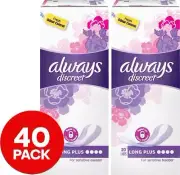 2 x Always Discreet Long Plus Liners 20pk