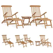 Solid Teak Wood Garden Deck Chairs w/Footrests and Table Multi Models vidaXL