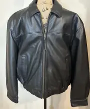 New Cabela’s Men’s Black 90-4663 Leather Dress Motorcycle Bomber Jacket Sz Large