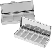 2pcs Duoge Pill Box Compartments Medicine Case Small Pill Case for Travel Medicine Storage Organizer Travel Medication Organizer Silver Pp