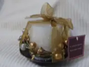St.Nicholas Square Warm Sugar Vanilla Candle, Bronze Holder & Holiday Wreath