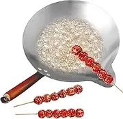 Candy Melting Pot Candy Melter with V Spout Cast Iron Wok with Heat Resistant Handle Stainless Steel Tanghulu Sugar Dipping Pan Melter Pot Cast Iron Wok
