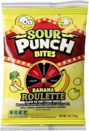 Sour Punch Bites Banana Roulette Chewy Candy, 5 oz Bag 4 Flavors