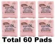 60pc Libra Cotton 100% Organic Topsheet Super Ultra Thin Sanitary Pads (6 x Pk10