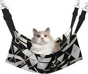 EdWal Fashion Modern Black White Gold Triangle print Soft Sleeping Hammock Cat Hammock for Cage Hanging,Pet Hammock Bed Adjustable for Small Animals