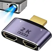 Dual Monitor Adapter - 2K to Dual Adapter | High-Definition 2K Audio External Stereo Sound Adapter With Light, Lightweight Small Dual Output Adapter Suitable for Notebook Game Console Desktop Computer