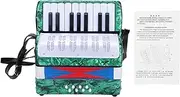Beginner AccordionWith Adjustable Strap,17 Key 8 Bass Piano Accordion Musical Instrument for Beginners Students Develop Children's Musical Talent (Green)