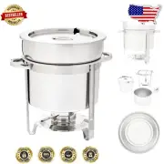 Elegant 11qt Stainless Steel Soup Chafer with Cover & Frame for Catering Events