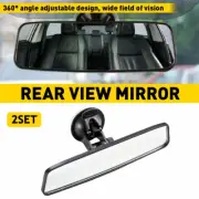 Car Truck Rear View Mirror Glass Suction Cup Stick On Interior Wide Universal 2x