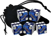 Set of 5 Authentic Las Vegas Casino Table-Played 19mm Craps Dice with Matching Serial Numbers - Boulder Station (Blue Polished)