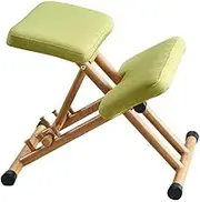 Kneeling Chair Folding, Posture Correcting Stool Adjustable Posture Correcting Stool Thick Comfortable Cushions Kneeling Desk Chairs Thick Padded Seat,Green