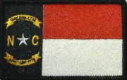 NORTH CAROLINA Flag Patch W/ Hook Adhesive Fastener Black, White & Red #2
