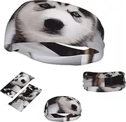FJWSLCH Adorable Huskies Headbands for Women Men Non Slip Workout Sweatbands Adjustable Sports Hair Bands Elastic Head Bands Moisture Wicking Hairband for Running, Cycling, Yoga, Spa
