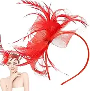 [Generic] Fascinator Headband,Vintage Headband - Small Hat Mesh Headpieces Hair Accessories for Weddings Women Girls Social Events Afternoon Teas Outdoor Festival Daily Use Home Costume
