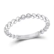 14k White Gold Round Diamond 2-Stone Stackable Band Ring .03 Cttw