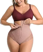 [SHAPELLX] Tummy Control Thong Shapewear for Women Shaping Thong Body Shaper Underwear with Hook Zipper Closure