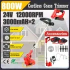 24V Cordless Grass Trimmer Lawn Electric Whipper Snipper Strimmer 2 Battery OZ
